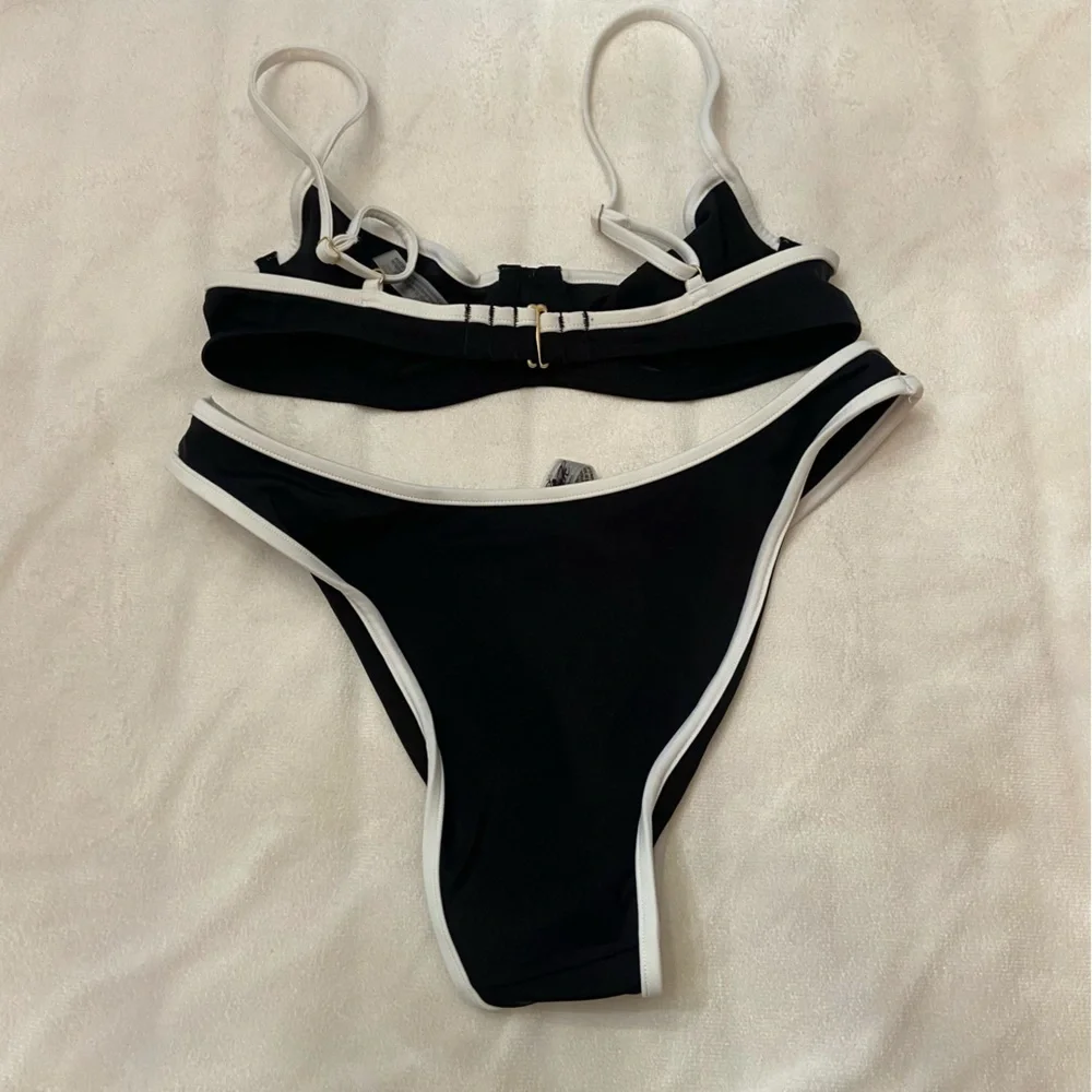 New! Frankie's Bikinis x PINK buttercup golden Black White Bikini 3990